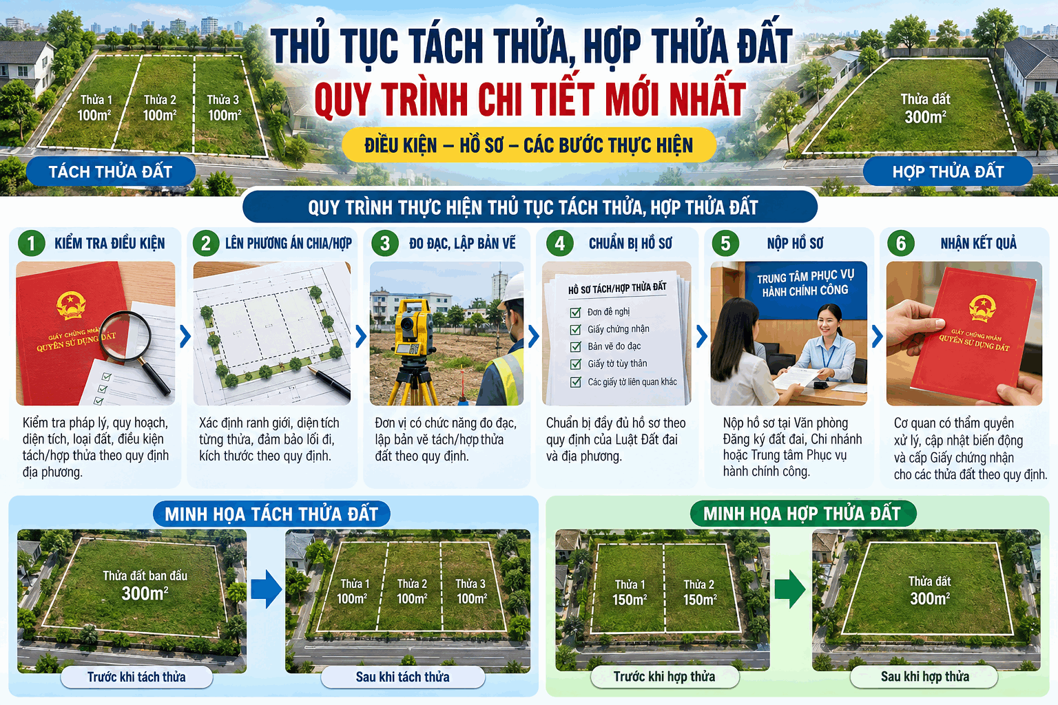 quy trình thủ tục tách thửa - hợp thửa đất