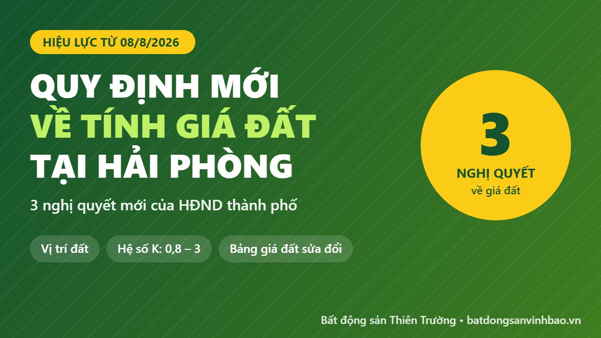 Quy định mới về tính giá đất ở Hải Phòng từ ngày 08/8/2026: 3 nghị quyết cần biết